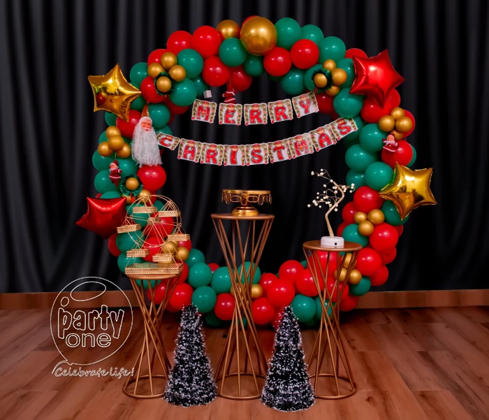 festival decorations Green and Red Balloons Christmas Ring Decor