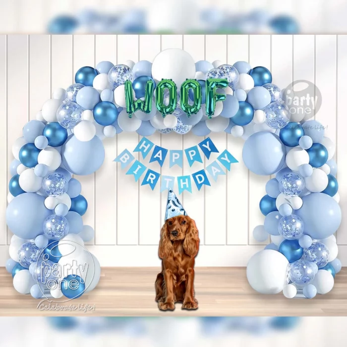 decorations Woof Blue  White Dog Birthday Decoration