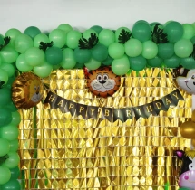 birthday Jungle Adventure Gold Curtain Decor