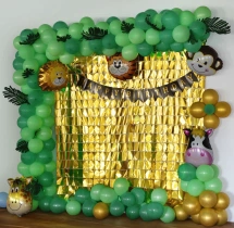 birthday Jungle Adventure Gold Curtain Decor