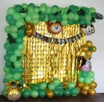 birthday Jungle Adventure Gold Curtain Decor