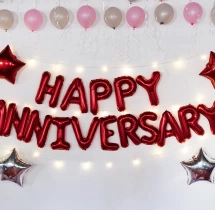 decorations Pink Silver Happy Anniversary Decoration