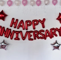 decorations Pink Silver Happy Anniversary Decoration