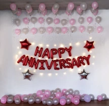 decorations Pink Silver Happy Anniversary Decoration