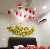 decorations Red & White Happy Anniversary Room Decor