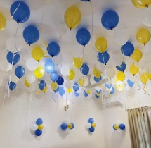 birthday Gold and Blue Balloon Blast Decoration