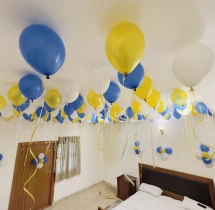 birthday Gold and Blue Balloon Blast Decoration