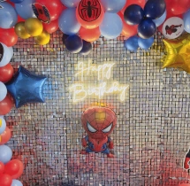 birthday Silver Sequin Spiderman Theme Decoration