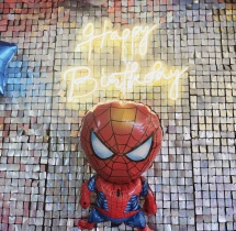 birthday Silver Sequin Spiderman Theme Decoration