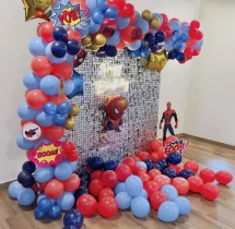 birthday Silver Sequin Spiderman Theme Decoration