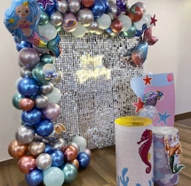 birthday Silver Sequin Mermaid Theme Birthday Decoration