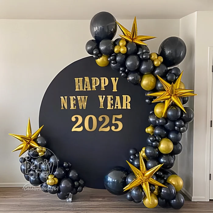 festival decorations Gold Star New Year Ring Balloon Decor