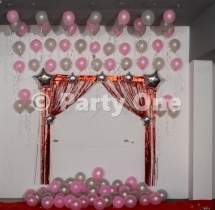 birthday Silver Pink Balloon Ceiling Decoration