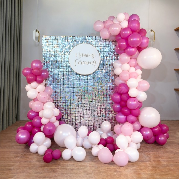 birthday Silver Sequin Pink Naming Ceremony Decor