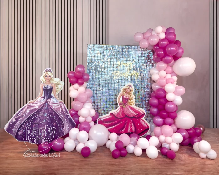 birthday Silver Sequin Pink Princess Theme Decor