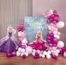 birthday Silver Sequin Pink Princess Theme Decor