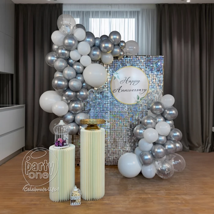 decorations Shimmery Silver Sequin Anniversary Decoration