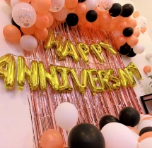 decorations Elegant Rose Gold and Black Anniversary Decor