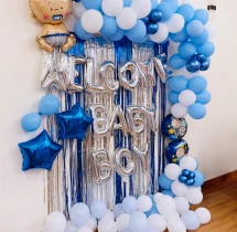 decorations White and Blue Welcome Baby Boy Decor