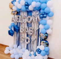 decorations White & Blue Welcome Baby Boy Decor