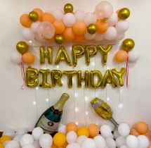 birthday White and Peach Birthday Surprise Decor