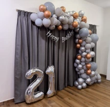 birthday Urbane Silver Gold Balloon Arch Decoration