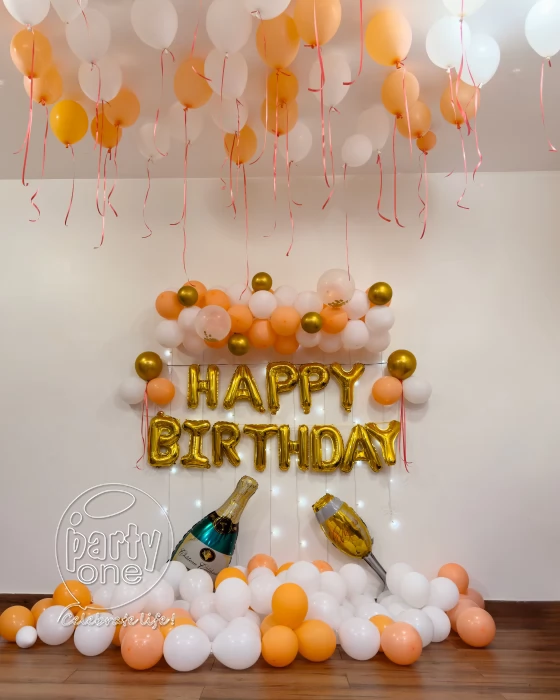 birthday White and Peach Birthday Surprise Decor