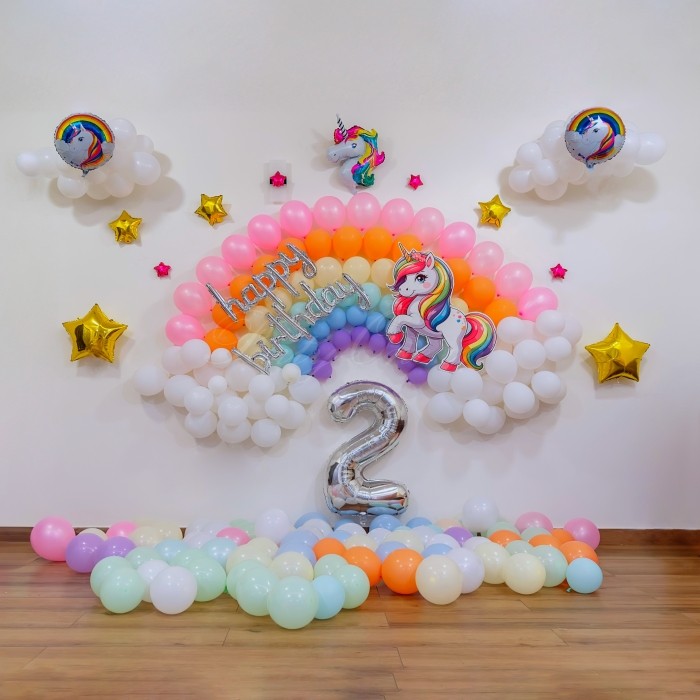 birthday Rainbow Unicorn Theme Balloon Decoration