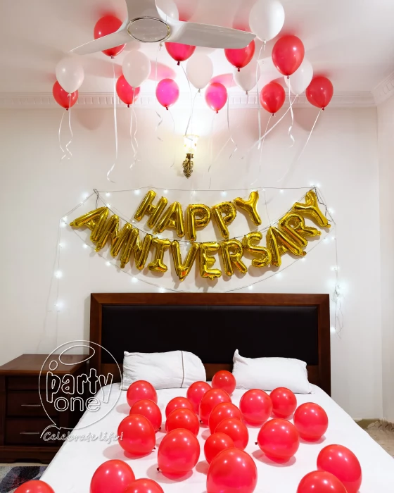 decorations Red and White Happy Anniversary Room Decor