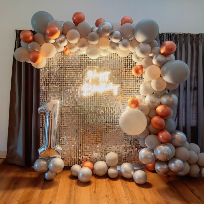 birthday Gold and Silver Sequin Birthday Arch Decoration