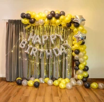 birthday Black Yellow Birthday Balloon Decor