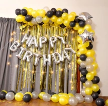 birthday Black Yellow Birthday Balloon Decor