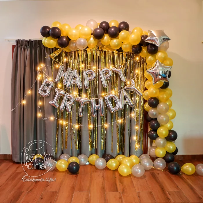 birthday Black Yellow Birthday Balloon Decor