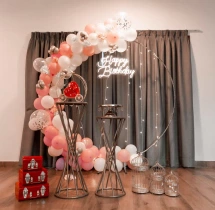 birthday Pastel Peach & White Ring Decor