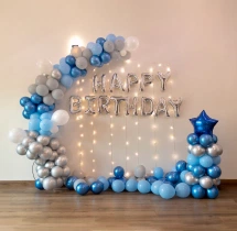 birthday Silver Blue Balloon Birthday Decor