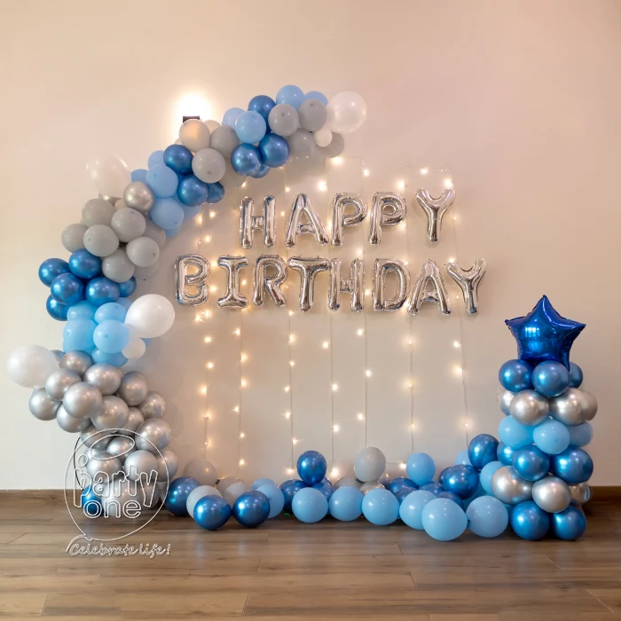 birthday Silver Blue Balloon Birthday Decor