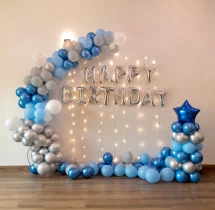 birthday Silver Blue Balloon Birthday Decor