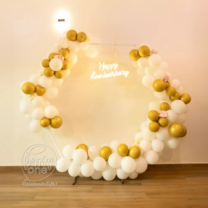 decorations White Theme Hexagon Anniversary Decor