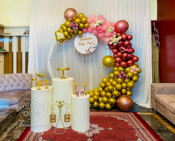 decorations Red and Gold Metallic Welcome Baby Decor