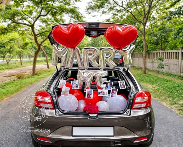 decorations Red Hearts Marry Me Car Boot Decor