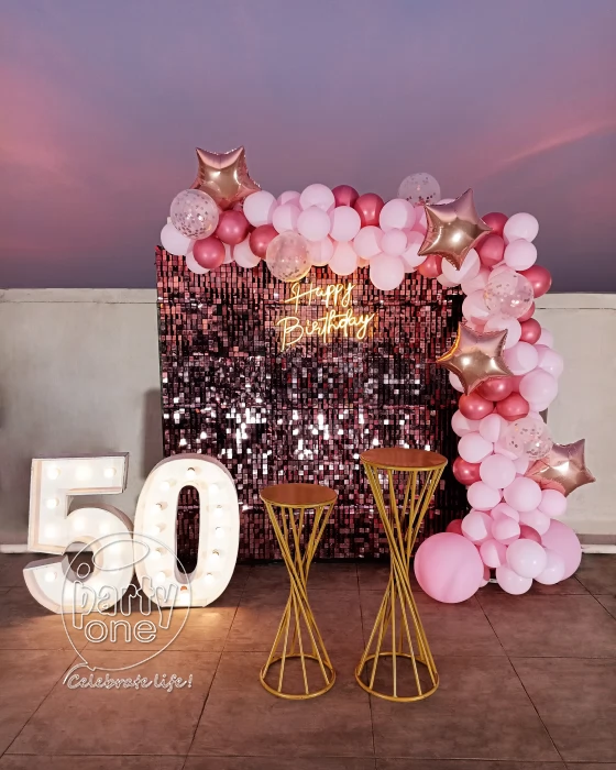 birthday Pink Sequin 50th Birthday Decor