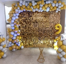 birthday Silver and Gold Balloon Sequin Decor