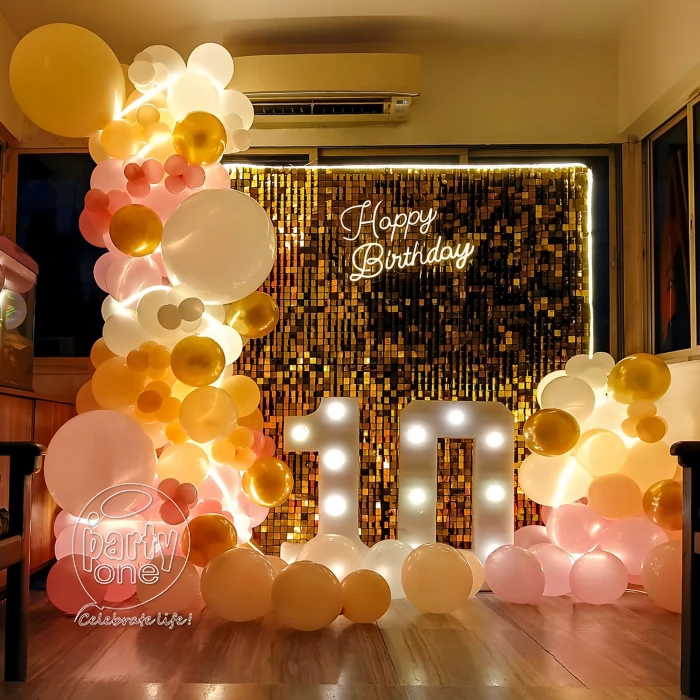 birthday Radiant Glow Gold Sequin Decoration