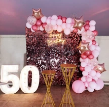 birthday Pink Sequin 50th Birthday Decor