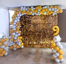 birthday Silver and Gold Balloon Sequin Decor