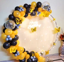 birthday Gold And Black Ring Decor With Fairy Lights