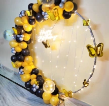 birthday Gold And Black Ring Decor With Fairy Lights