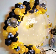 birthday Gold And Black Ring Decor With Fairy Lights