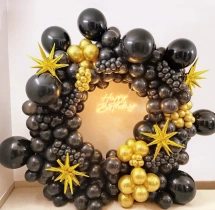 birthday Black and Gold Ring Garland Decor