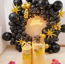 birthday Black and Gold Ring Garland Decor